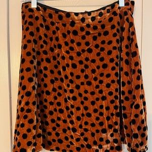Madewell Velvet Circle Mini Skirt in Leopard Dot size 6